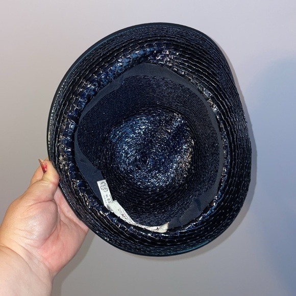 Christine Original Vintage Union Made Plastic Woven Straw Look Fedora Type Hat main image 11